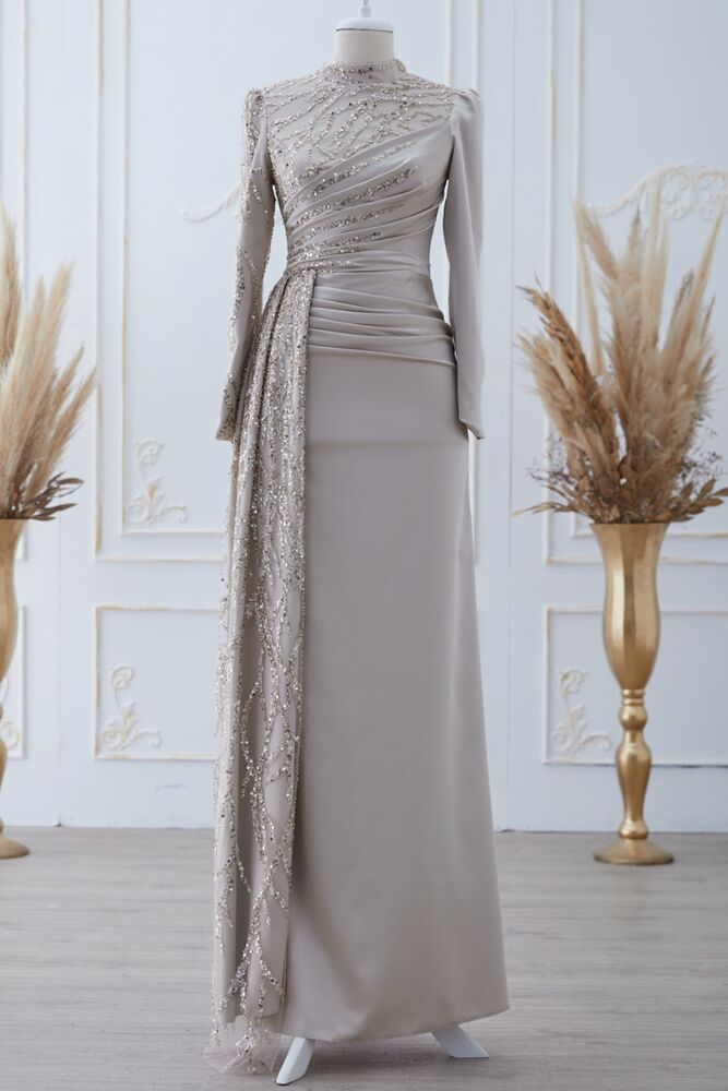 Dresslife Design Düneş Saten Tesettür Abiye Elbise