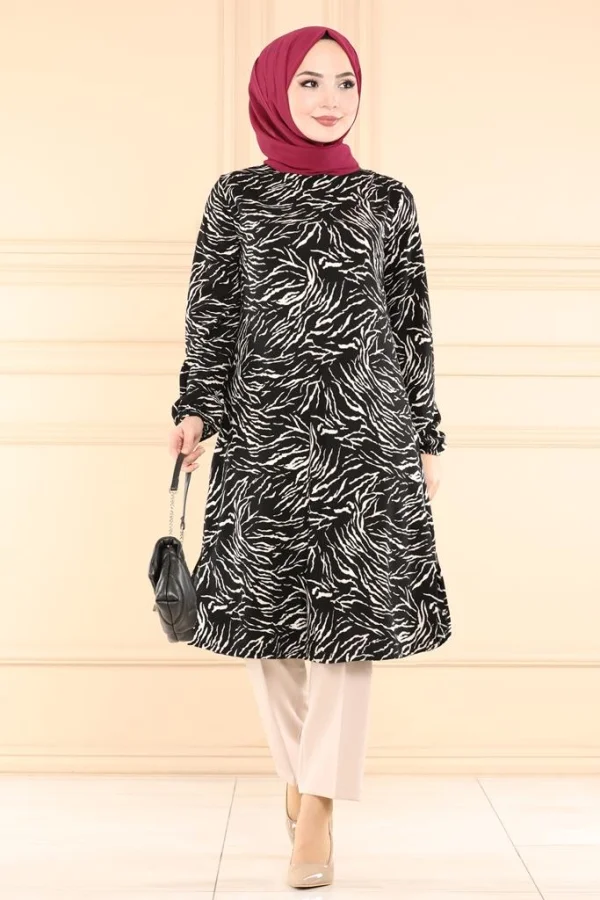 Zebra Desenli Moda Selvim Tunik Modelleri