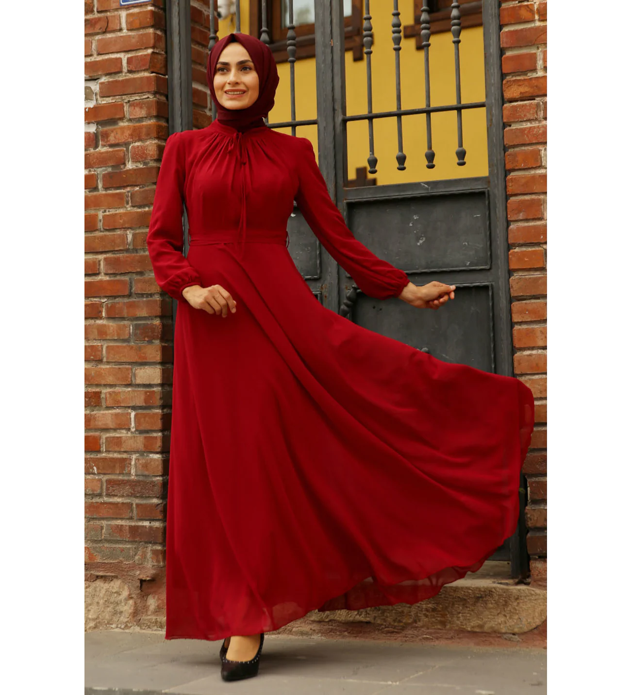 En Şık Moda Echer Tesettür Abiye Elbise